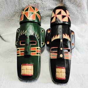 Vintage 12 3/4" & 13 3/8" Traditional African Tribal Wall Masks!!
